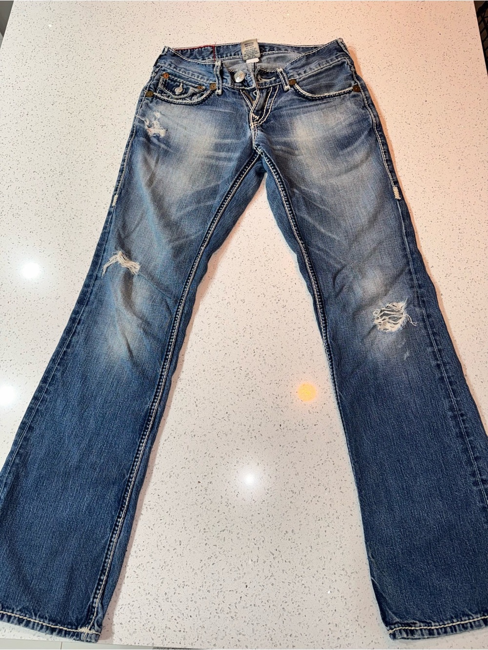 True Religion Men's Distressed Blue Denim Jeans